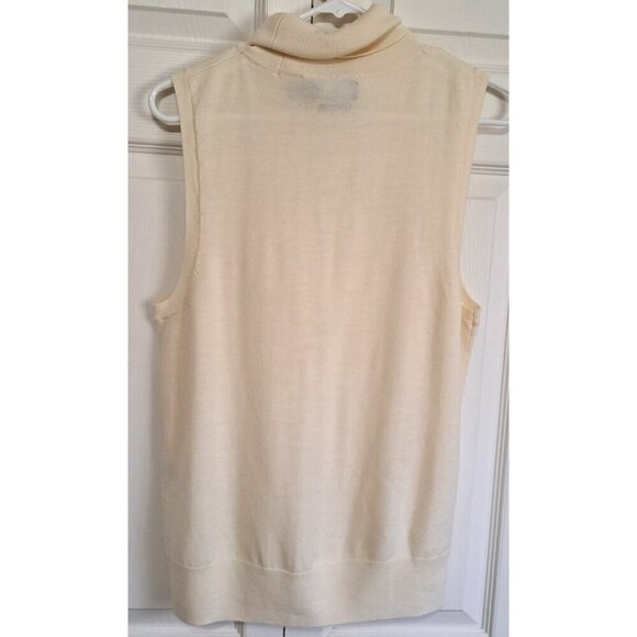 Polo by Ralph Lauren Women's XL Cream Merino Wool Sleeveless Turtleneck Sweater - Picture 3 of 8